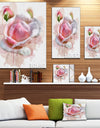 Pink Rose Flower with Paint Splashes - Large Floral Canvas Artwork