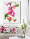 Pink Flower with Stem and Leaves - Large Floral Canvas Artwork