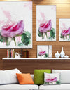 Pink Rose Stem with Paint Splashes - Large Floral Canvas Artwork