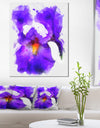 Blue Flower and Watercolor Splashes - Large Floral Canvas Artwork