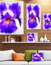 Blue Flower and Watercolor Splashes - Large Floral Canvas Artwork