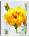 Yellow Rose with Rose Buds Sketch - Large Floral Canvas Artwork