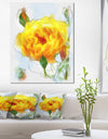 Yellow Rose with Rose Buds Sketch - Large Floral Canvas Artwork