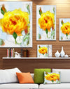 Yellow Rose with Rose Buds Sketch - Large Floral Canvas Artwork