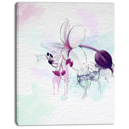 Beautiful Purple Flower with Splashes - Large Floral Canvas Artwork