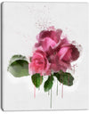 Bunch of Pink Roses with Leaves - Large Floral Canvas Artwork