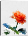 Orange Rose Flower with Splashes - Large Floral Canvas Artwork