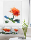 Orange Rose Flower with Splashes - Large Floral Canvas Artwork