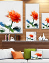 Orange Rose Flower with Splashes - Large Floral Canvas Artwork