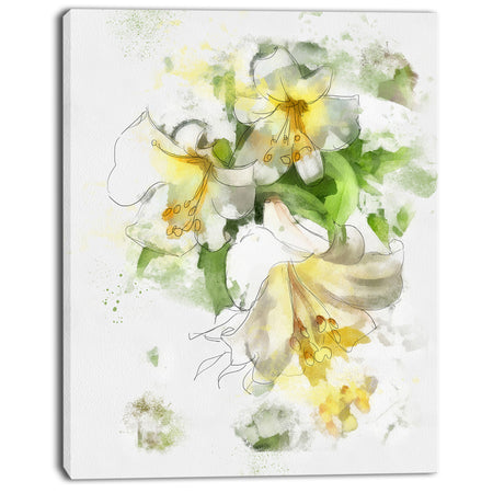 Bunch of Small Flowers Watercolor - Large Floral Canvas Artwork
