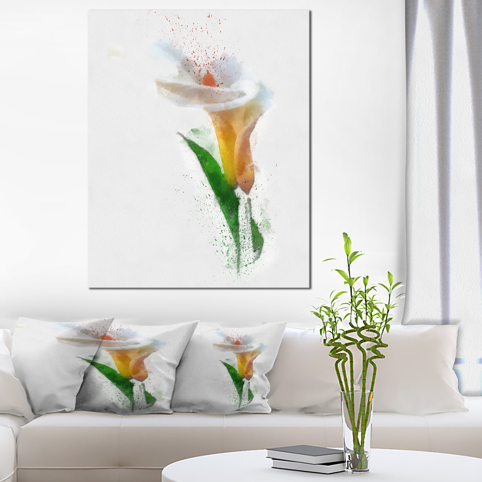 Beautiful Flower with Paint Splashes - Large Floral Canvas Artwork