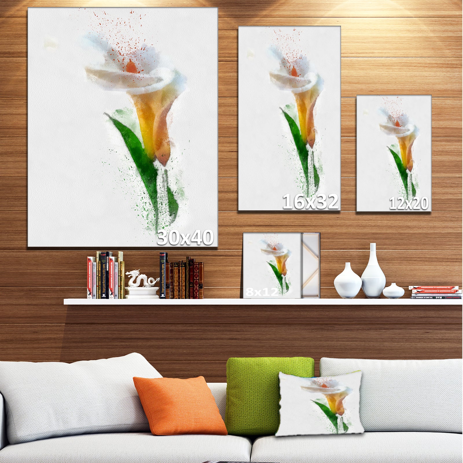 Beautiful Flower with Paint Splashes - Large Floral Canvas Artwork