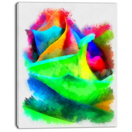 Large Colorful Rose Watercolor - Large Floral Canvas Artwork