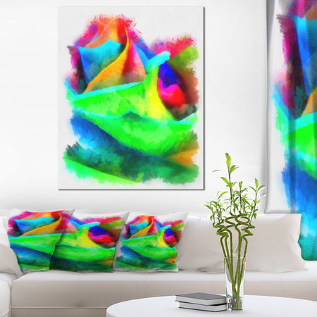 Large Colorful Rose Watercolor - Large Floral Canvas Artwork