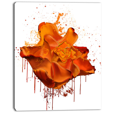 Abstract Brown Rose with Splashes - Large Floral Canvas Artwork
