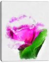 Pink Rose Watercolor with Leaves - Large Floral Canvas Artwork