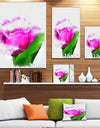 Pink Rose Watercolor with Leaves - Large Floral Canvas Artwork