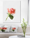 Pink Rose Watercolor with Stem - Large Floral Canvas Artwork