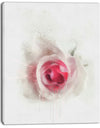 White Rose with Pink Petals - Large Floral Canvas Artwork