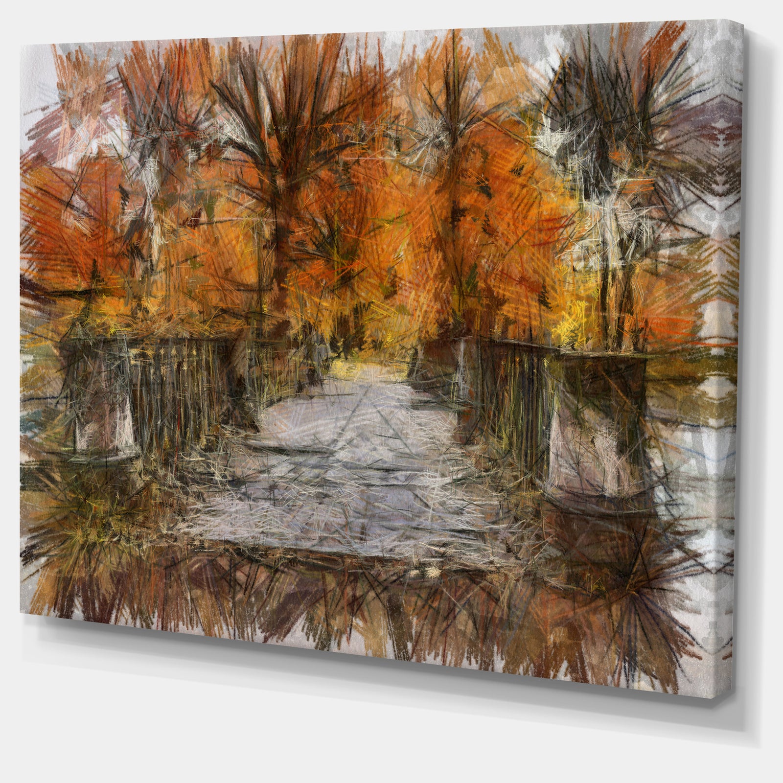 Beautiful Watercolor Autumn Forest - Landscape Canvas Wall Art