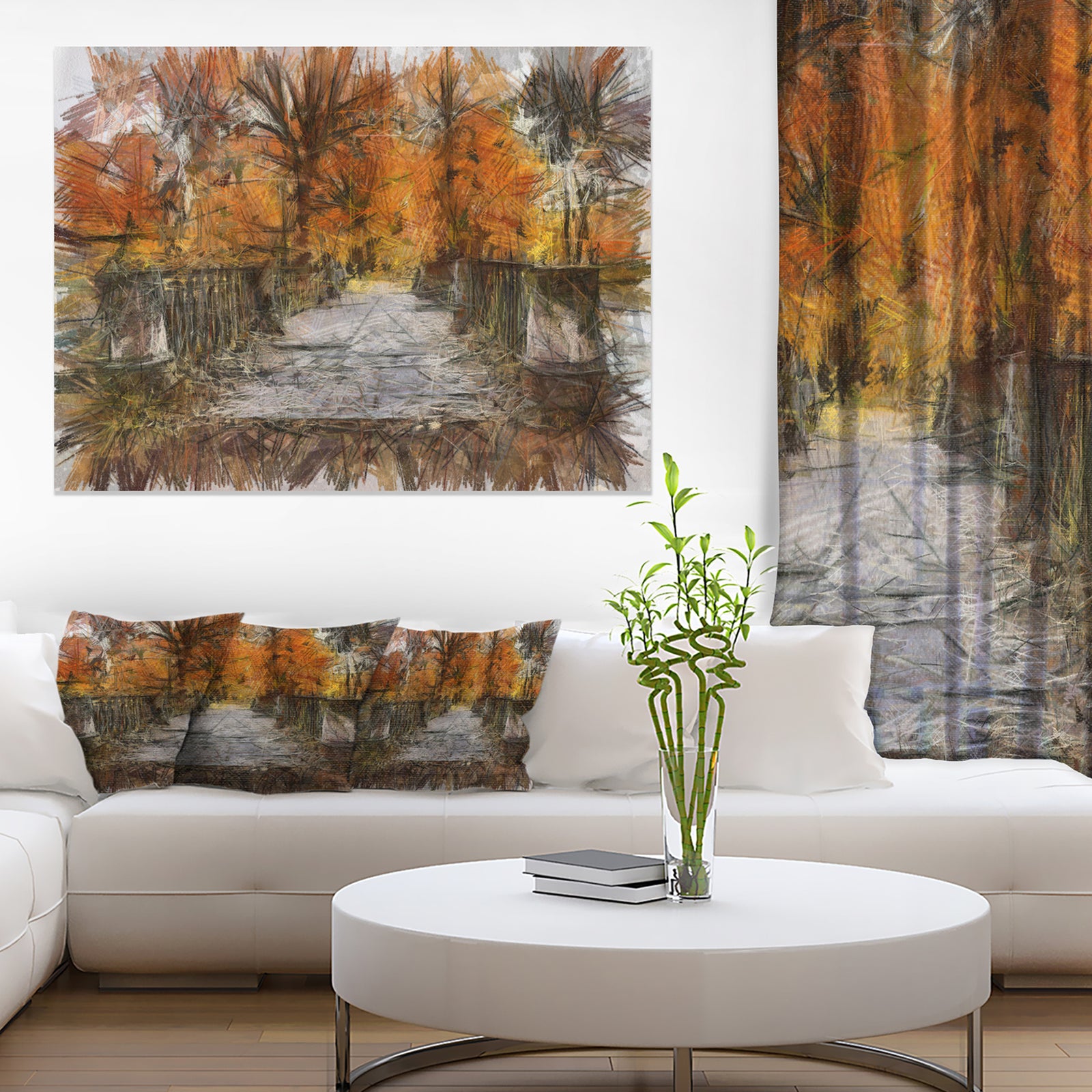 Beautiful Watercolor Autumn Forest - Landscape Canvas Wall Art