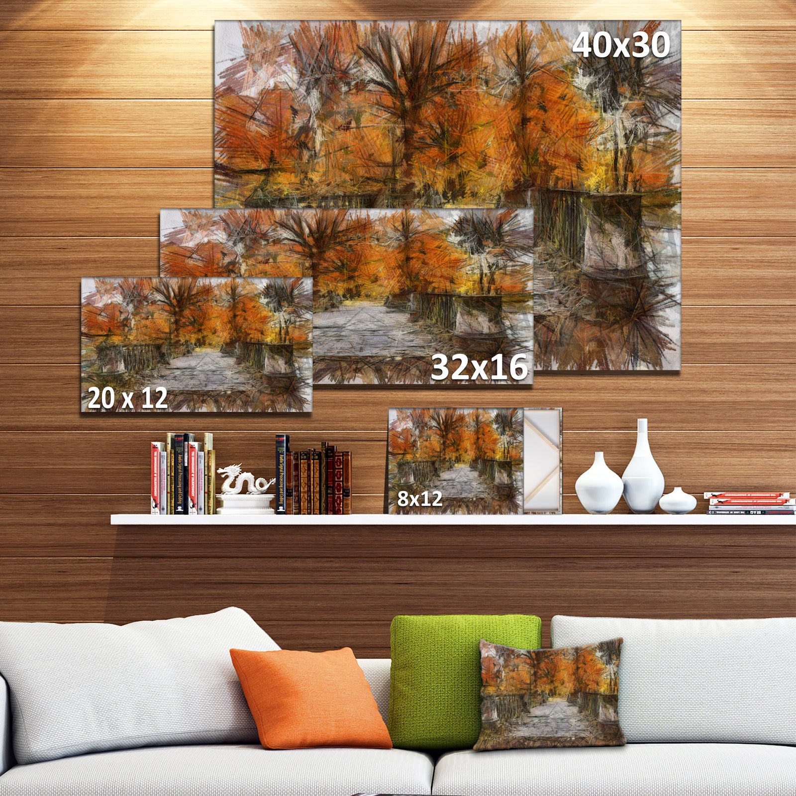 Beautiful Watercolor Autumn Forest - Landscape Canvas Wall Art