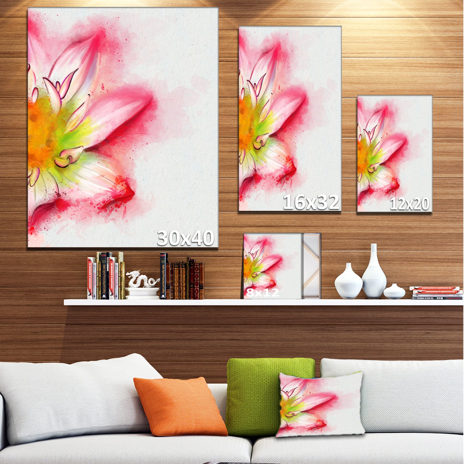 Beautiful Pink Flower Painting - Large Floral Canvas Artwork