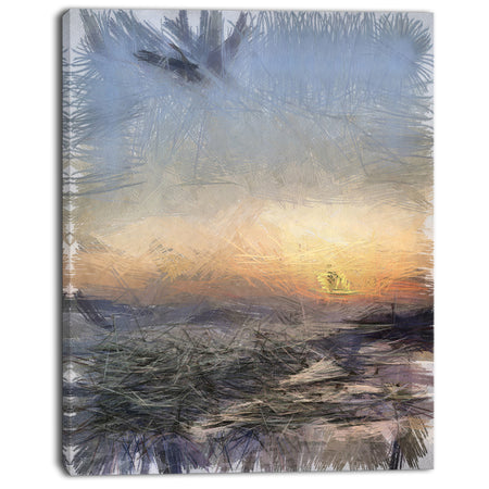 Colorful Dawn over Sea Watercolor - Landscape Canvas Wall Art