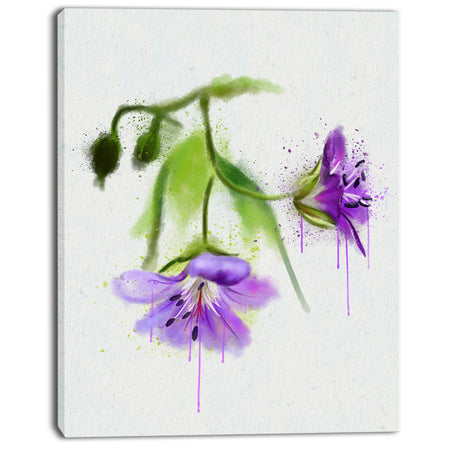 Beautiful Blue Flowers with Stem - Large Floral Canvas Artwork