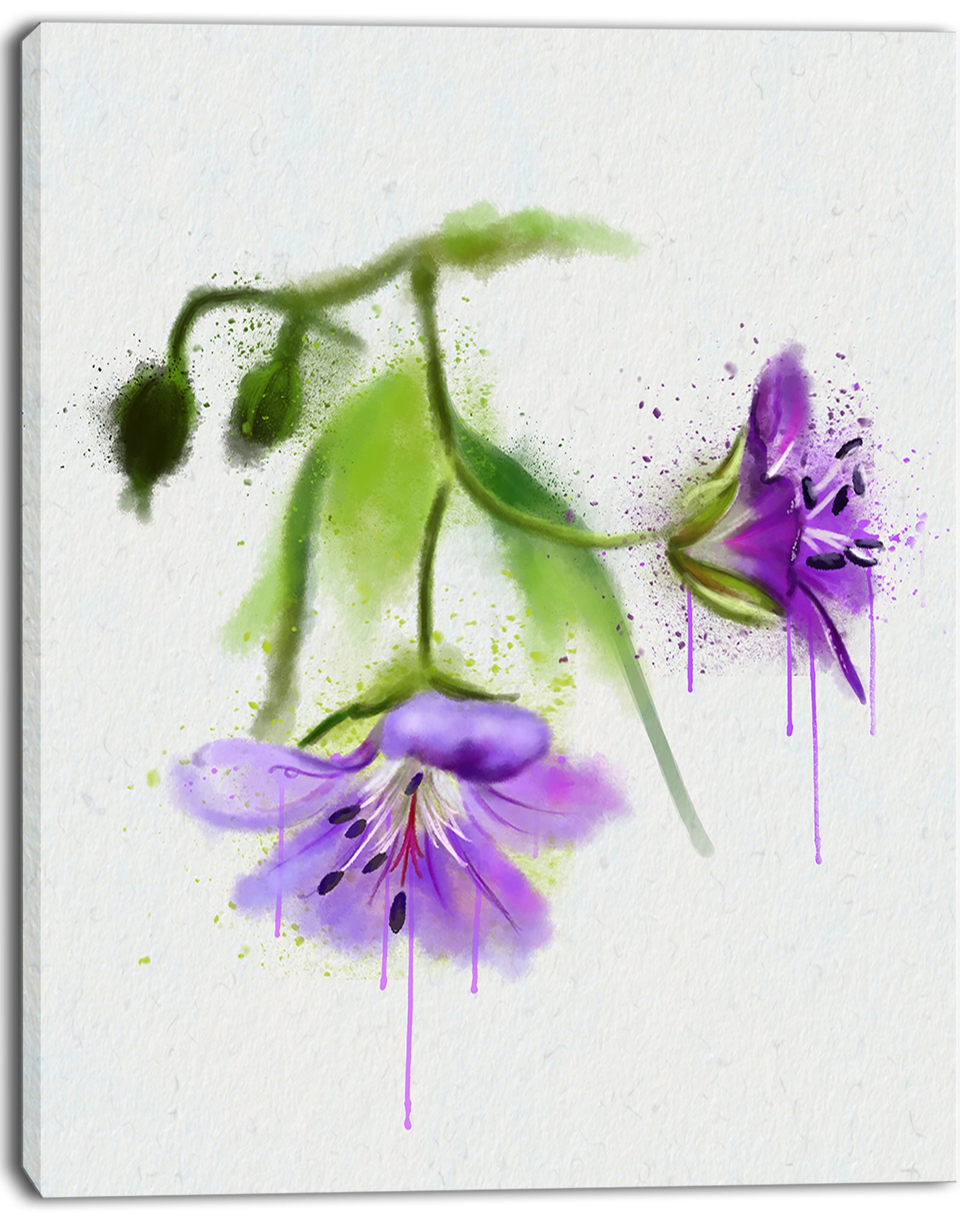 Beautiful Blue Flowers with Stem - Large Floral Canvas Artwork