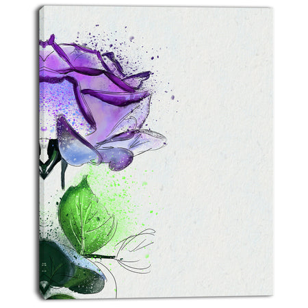 Beautiful Blue Rose with Leaves - Extra Large Floral Canvas Art