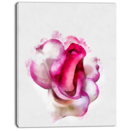 Red Rose with White Watercolor - Extra Large Floral Canvas Art