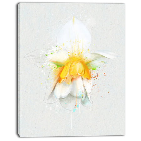 White Narcissus Flower Watercolor - Extra Large Floral Canvas Art