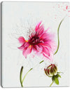 Pink Flower with Stem and Bud - Extra Large Floral Canvas Art