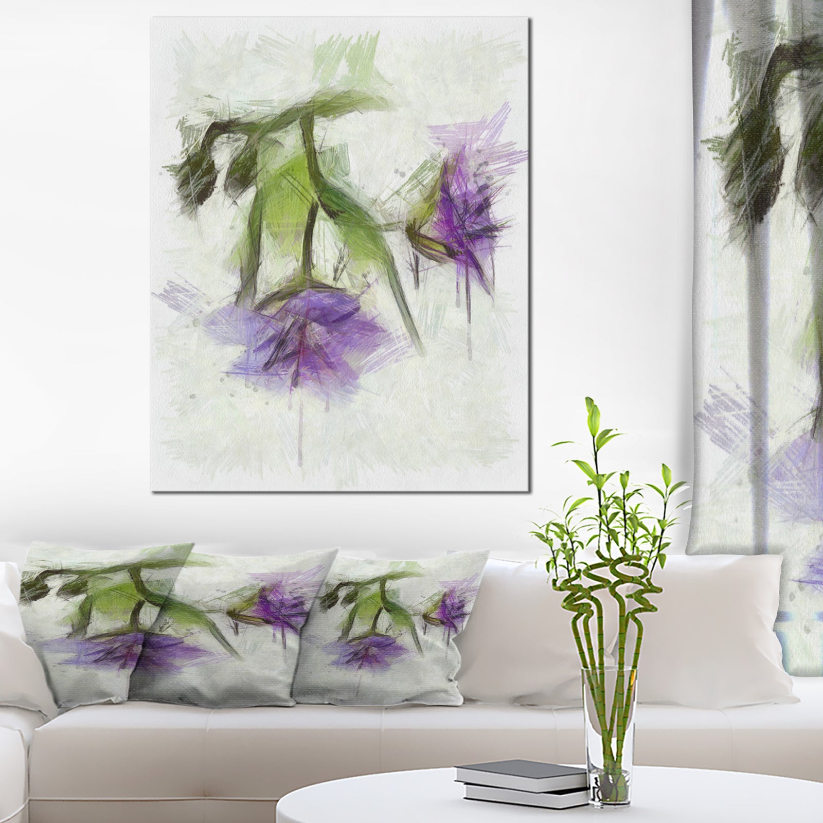 Bunch of Blue Flowers Watercolor - Extra Large Floral Canvas Art