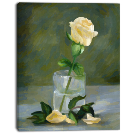Rose Flower in Glass Watercolor - Extra Large Floral Canvas Art