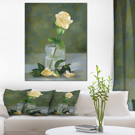 Rose Flower in Glass Watercolor - Extra Large Floral Canvas Art