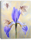 Blue Flower with Butterflies Sketch - Extra Large Floral Canvas Art