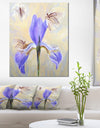 Blue Flower with Butterflies Sketch - Extra Large Floral Canvas Art