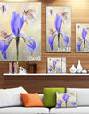 Blue Flower with Butterflies Sketch - Extra Large Floral Canvas Art