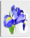 Blue Iris Illustration Watercolor - Extra Large Floral Canvas Art