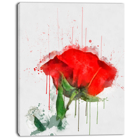 Red Rose Hand-drawn Painting - Extra Large Floral Canvas Art