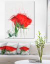 Red Rose Hand-drawn Painting - Extra Large Floral Canvas Art