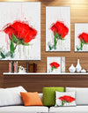 Red Rose Hand-drawn Painting - Extra Large Floral Canvas Art