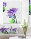 Blue Rose Flowers with Green Leaves - Extra Large Floral Canvas Art