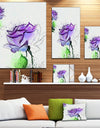 Blue Rose Flowers with Green Leaves - Extra Large Floral Canvas Art