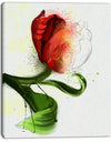 Big Red Flower with Green Leaves - Extra Large Floral Canvas Art