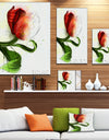 Big Red Flower with Green Leaves - Extra Large Floral Canvas Art