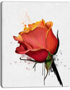 Isolated Red Rose Watercolor Sketch - Extra Large Floral Canvas Art