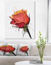 Isolated Red Rose Watercolor Sketch - Extra Large Floral Canvas Art